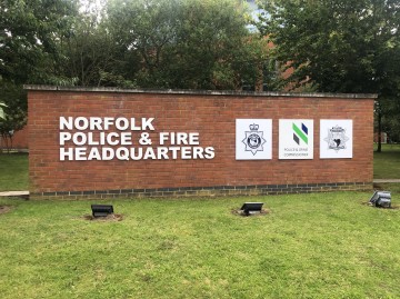 outside sign of Norfolk Police Headquarters 