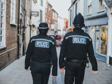 Two police officers on foot patrol