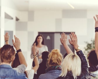 Audience with hands up