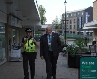 PC Norton and PCC walking up Spring Walk in Thetford