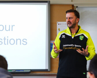 Positive Futures project officer Stuart Bailey giving presentation