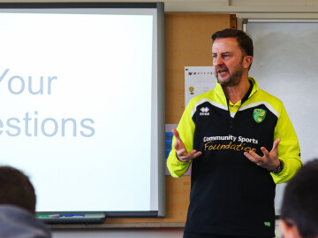 Positive Futures project officer Stuart Bailey giving presentation